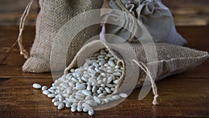 Sacks of legumes, beans, lentils and chickpeas