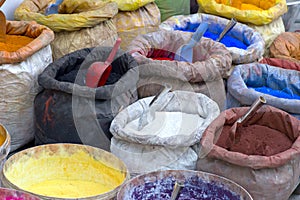 Sacks with paint pigment