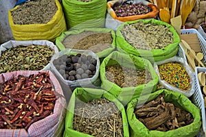 Sacks of Spices on the market of Tanger