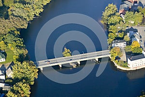 The Saco River adjoining the two towns of Biddeford and Saco in Maine