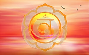 The sacral chakra - Svadhishthana, orange background