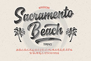 Brush Script Font Original Retro Typeface Vector photo