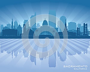 Sacramento California city skyline vector silhouette