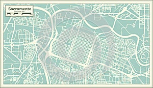 Sacramento California USA City Map in Retro Style. Outline Map.