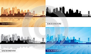 Sacramento city skyline silhouettes set photo