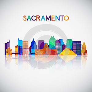 Sacramento skyline silhouette in colorful geometric style. photo