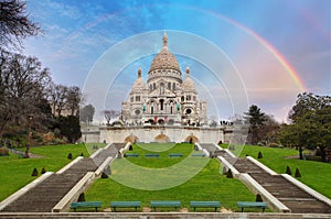 Sacre Coeur Basilica of Montmartre in Paris, France photo