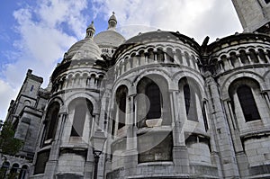 Sacre Coeur, Montmatre Paris France. Facade details.