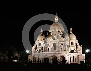 Sacre Couer Cathedral in Paris, by night photo