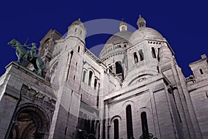 Sacre Couer Cathedral in Paris, by nightfall
