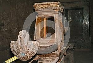 Sacred Barge of Horus and Shrine of Nectanebo in Edfu Temple of Horus, Egypt