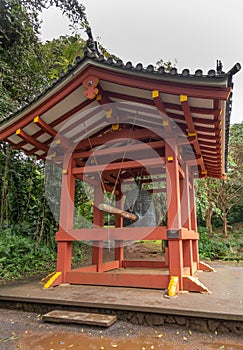 Sacred bell pavilion outside Byodo-in Buddhist temple in Kaneohe, Oahu, Hawaii, USA