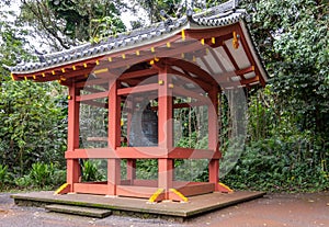 Sacred bell pavilion outside Byodo-in Buddhist temple in Kaneohe, Oahu, Hawaii, USA