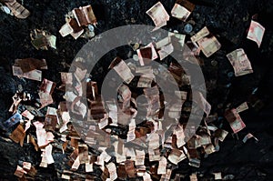 Sacred cave ceiling covered by banknotes