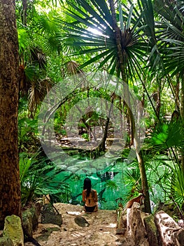 Sacred cenote azul in Tulum, Yucatan Peninsula, Mexico photo