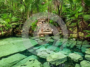 Sacred cenote azul in Tulum, Yucatan Peninsula, Mexico photo