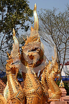 Sacred dragon, or naga. Wat Phra That Doi Kham temple. Tambon Mae Hia, Amphoe Mueang. Chiang Mai province. Thailand photo