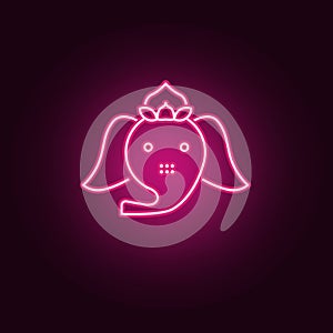 Sacred elephant neon icon. Elements of Religion set. Simple icon for websites, web design, mobile app, info graphics