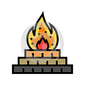 sacred fire agni color icon vector illustration