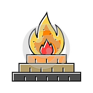 sacred fire agni color icon vector illustration