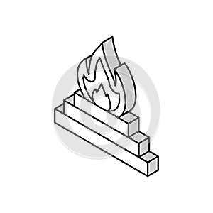 sacred fire agni isometric icon vector illustration