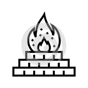 sacred fire agni line icon vector illustration