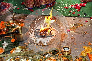 Sacred fire in indian marraige ceremony indian hindu marraige tradition