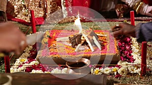 Sacred fire at traditional hindu wedding in Jodhpur.