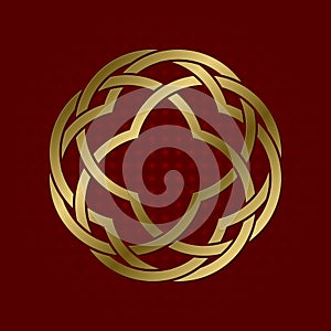 Sacred geometric symbol of circular plexus. Golden mandala logo frame