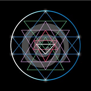 Sacred geometry and alchemy symbol Sri Yantra