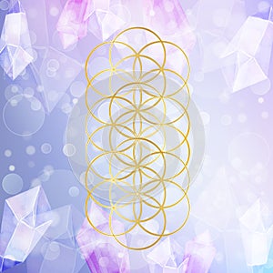 Sacred geometry, The Eternal Life Lotus, The Perpetual Life Source Code, Lotus of Life, Flower of life gold symbol