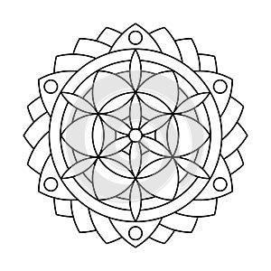 Sacred geometry flower of life circle vector mandala coloring book