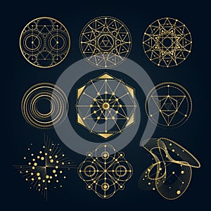Sacred geometry forms, shapes of lines, logo