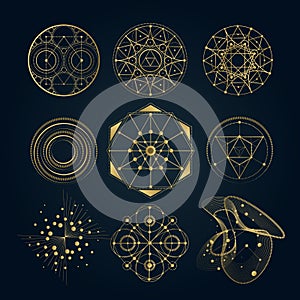 Sacred geometry forms, shapes of lines, logo photo