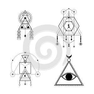 Sacred geometry forms, shapes of lines, logo, sign, symbol.