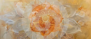 Sacred Geometry in Gold Abstract Floral Auric Silk Design photo