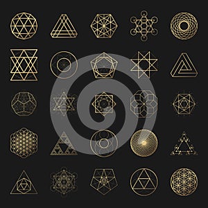 Sacred geometry golden vector design elements collection