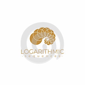 Sacred geometry logo template. Logarithmic sequences. Fibonacci spiral logo design.