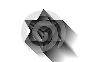 Sacred geometry. Merkaba thin line geometric triangle shape. esoteric or spiritual symbol. isolated on white background. Star