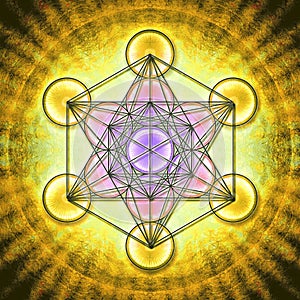 Sacred geometry metatron`s cube symbol