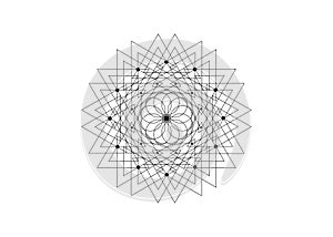 Sacred Geometry Seed of life. Logo icon, Geometric mystic mandala of alchemy esoteric Flower. Vector black tattoo logo icon