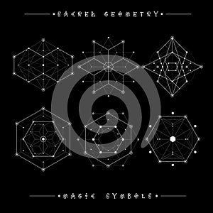 Sacred geometry signs. Alchemy, religion, philosophy, spirituality, hipster symbols and elements. geometric shapes