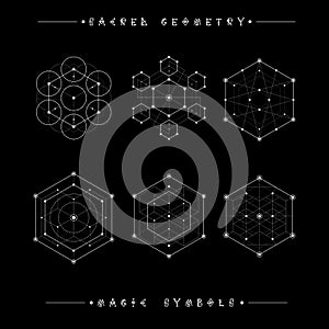 Sacred geometry signs. Alchemy, religion, philosophy, spirituality, hipster symbols and elements. geometric shapes