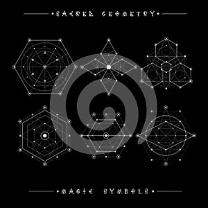 Sacred geometry signs. Alchemy, religion, philosophy, spirituality, hipster symbols and elements. geometric shapes