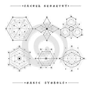 Sacred geometry signs. Alchemy, religion, philosophy, spirituality, hipster symbols and elements. geometric shapes