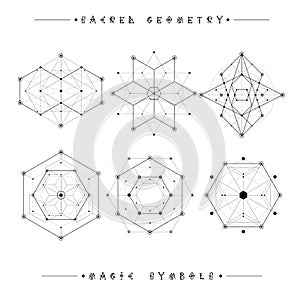 Sacred geometry signs. Alchemy, religion, philosophy, spirituality, hipster symbols and elements. geometric shapes