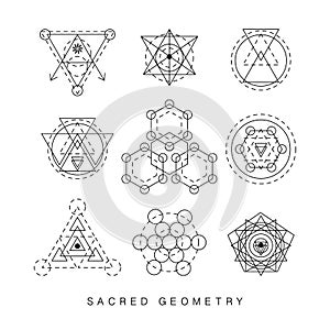 Sacred geometry signs set