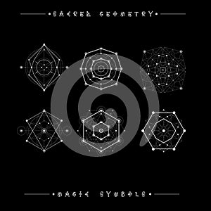 Sacred geometry signs. Set of symbols and elements.