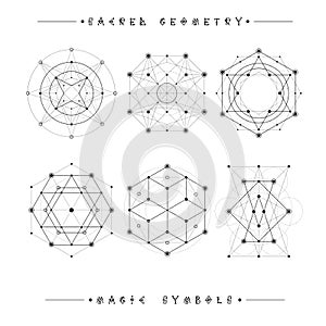 Sacred geometry signs. Set of symbols and elements.