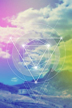 Sacred geometry spiritual new age futuristic illustration